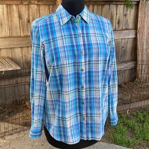 Plaid Cotton Button Up with Finish Details